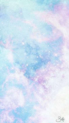 an abstract painting with pastel colors and stars in the sky on a white background