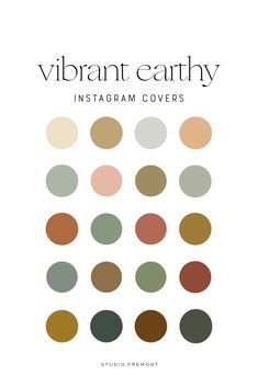 the cover of vibrant earthy instagram covers, with different colors and sizes on it