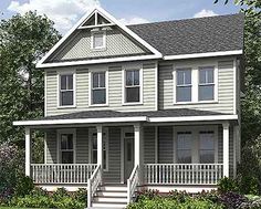 this is an artist's rendering of a two - story house with porches