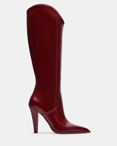 AURA Wine Heeled Knee-High Boot | Women's Boots – Steve Madden Burgundy Knee High Boots, Fun Couple Games, Wine Heels, Couple Games, Fun Couple, 4 Inch Heels, Cute Shoes, High Boots, Knee High Boots