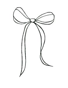 a black and white drawing of a bow with a long ribbon on the top of it