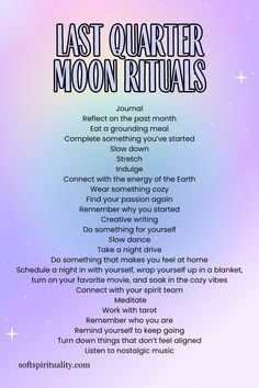 the last quarter moon ritual is shown in purple and blue with stars on it's side