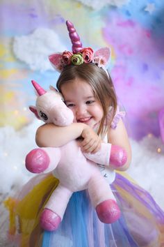 Unicorn Photoshoot Ideas, Second Birthday Photos, Mommy Daughter Photography, Kids Party Inspiration, Studio Photoshoot Ideas, Birthday Pictures