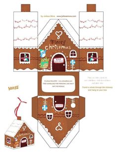 an origami christmas gingerbread house is cut out and ready to be put in