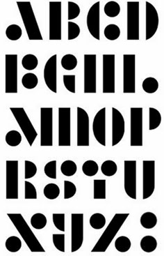 black and white typefaces are arranged in the shape of letters with rounded numbers