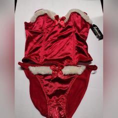 Put Yourself On The Naughty List In This Vintage Spencer's Christmas Lingerie...Corset Top With Panties...Give Your Significant Other A Christmas To Remember Red Fitted Christmas Sleepwear, Fitted Red Christmas Sleepwear, Fitted Red Sleepwear For Christmas, Pink Lace Bodysuit, Red Lace Bodysuit, Pink Fishnets, Red Lace Bralette, Holiday Lingerie, Sequin Bodysuit