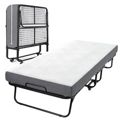 a bed frame with a mattress attached to it