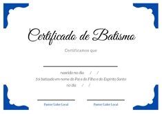 a certificate is shown with the word,'certified de batismo'in spanish