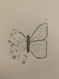 a drawing of a butterfly with flowers on it's wings and the words up