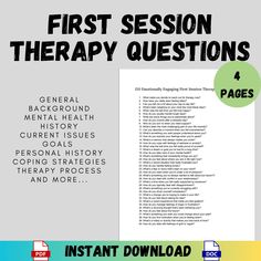 Start your therapy sessions with meaningful and emotionally engaging conversations using our "150 Emotionally Engaging First Session Therapy Questions." This comprehensive guide is designed to help therapists, counselors, and mental health professionals establish a deep connection with their clients from the very first session. With carefully curated questions across various essential areas, this resource ensures a thorough and empathetic understanding of your clients. Key Features: Comprehensive Collection: 150 thoughtfully selected questions to foster emotional engagement and deep conversations. Wide Range of Categories: Questions organized into 15 essential categories to cover all aspects of your client's life and well-being. Easy to Use and Search: User-friendly PDF format for quick re Counseling Questions, Therapeutic Interventions, Therapy Questions, School Counsellor, Boss Mama, Mental Health Assessment, Recreation Therapy, Mental Health Therapy, Counseling Resources