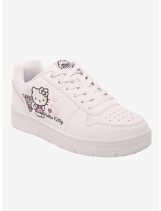 Hello Kitty Hearts White Sneakers | Hot Topic Hello Kitty Hearts, Hello Kitty Rhinestone, Hot Topic Shoes, Tiny Chum, Hello Kitty Shoes, Watch Ring, Rhinestone Watches, Pink Watch, Tall Hoodies