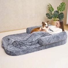 Dog Bed For People, Dog Bed For Humans, Giant Dog Beds, Human Dog Bed, Human Dog, Pet Sofa Bed, Faux Fur Material, Cozy Dog Bed, Memory Foam Dog Bed