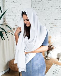 "THE MORE YOU GET, THE CHEAPER THE SHIPPING! \"There is nothing that makes its way more directly into the soul than beauty.\" Joseph Addison WHAT WAS MADE WITH LOVE, WILL ALWAYS BEAUTIFY YOU. Made out of the softest, highest quality cotton fabric. Measures +-27,5\"(70cm) X 67\"(170cm). Check out all our great quality scarves: https://www.etsy.com/shop/ruttusa Thank you for choosing us! SHIPPING POLICIES Do not hesitate to contact me if you have any questions or comments. - I ship with priority a Christian Veiling, Biblical Clothing, Joseph Addison, Women Church, Christian Things, White Crochet, Head Covering, Head Scarf, Shawl