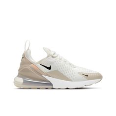 Nike Air Max 270 "Summit White/Black/Desert Sand" Women's Shoe - Hibbett | City Gear Air Max 180, Preppy Shoes, All Nike Shoes, Cute Nike Shoes, Cute Nikes, Nike Air Max 270, Swag Shoes, Air Max 270, Nike Shoes Women