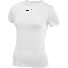 Nike Pro WOMENS Cool Mesh Top From the track to gym, the Nike Pro Cool Top has your back covered. Allover mesh helps you stay cool while the slim fit reveals your strength. The elongated hem keeps you covered as you stretch, compete and play in comfort. Dri-FIT technology helps keep you dry, comfortable and focused. Flat seams run smooth against your body while allover mesh creates a light, airy feel. The elongated silhouette expands coverage in front and back so you can stay focused. 92% POLYES Nike Sports Tops, Nike Fitted Gym Top, Nike Compression Shirt Woman, Nike Top, Nike Dri-fit Tops For Sports, Nike Compression Shirt, Nike Clothes Women, Nike Clothes, Nike Dri-fit Athletic Fit Tops