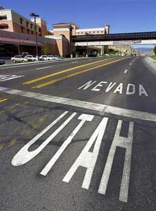 an empty street with the word nevada painted on it