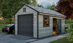 For homeowners who want a solidly built storage shed packed with value, this 12x20 garage shed is worth considering. The shed offers 240 square feet of floor space, which is plentiful enough to park your car and store a few more items. It has an extra-wide 8' x 7' ¼" opening that allows you to drive your vehicle in and out with minimal risks of scratching its sides. You can also bring in lawn care machines, workbench, wheelbarrows, bicycles, and anything you think can go inside. Its tall siding Shed With Garage Door, Small Garage Door, 12x20 Shed Plans, Shed Plans 12x16, Diy Garage Door, Building Foundation, Square Windows, Large Sheds, Garage Shed