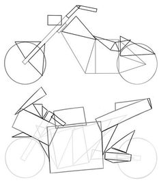 a drawing of a motorcycle made out of paper