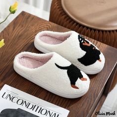 Olivia Mark - Cotton Slippers with Embroidered Dachshund Design for Winter Home Comfort and Warmth Embroidered Slippers, Dachshund Design, Home Comfort, Funky Shoes, Comfortable Slippers, Winter Home, Slippers Cozy, Sport Sandals, House Shoes