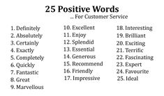 the 25 positive words for customer service