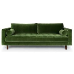 Eastbourne Sofa Velvet Fabric in Napa Green Velvet - Urban Home Green Velvet Couch, Sven Sofa, Luxury Couch, Velvet Tufted Sofa, Modern Sofa Couch, Green Velvet Fabric, Green Couch, Bolster Pillows, Square Arm Sofa