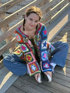 Crochet Star Granny Square Cardigan Crocheted Coat Crochet - Etsy Crochet Star Granny Square, Star Granny Square, Oversized Cardigan Pattern, Star Cardigan, Coat Crochet, Space Age Fashion, Harry Styles Cardigan, Crochet Sweater Design, Cardigan Crochet Pattern