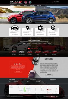 an image of a website page with cars on the front and back pages, all in different colors