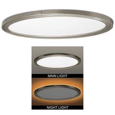 an image of a ceiling light that is in the shape of a circular fixture with dim lighting