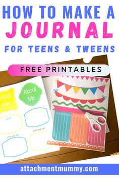 How to Make a Journal for Teens and Tweens {FREE Printables} Journal Free Printable, Make A Journal, Cool Journals, Journaling Kits