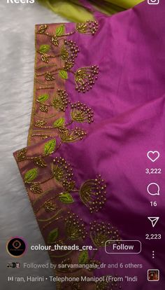 Simple Thread Aari Work Design, Simple Thread Work Blouse Designs, Thread Work Blouse, Aari Blouses, Dress Designs For Stitching, Blue Blouse Designs, Aari Designs, Latest Blouse Designs Pattern, Aari Blouse