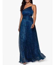 Betsy & Adam Beaded Embroidery Chiffon Halter Neck Keyhole Back Detail Sleeveless Gown | Dillard's One Shoulder Cut Out Dress, Gala Night, Formal Wedding Guests, Mother Of Groom Dresses, Sleeveless Gown, Formal Dresses Gowns, Side Cuts, Mermaid Gown, Formal Dresses For Women