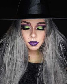 41 Easy DIY Halloween Makeup Looks | Page 4 of 4 | StayGlam Easy Diy Halloween Makeup, Simple Witch Makeup, Pretty Witch Makeup, Halloween Makeup Diy Easy, Witchy Makeup, Halloween Makeup Witch, Halloween Make-up Looks, Diy Halloween Makeup, Holloween Makeup