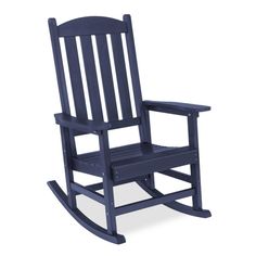 a blue rocking chair on a white background