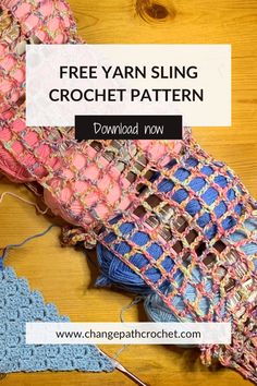 Close up of yarn skeins held together with a yarn sling. Diy Crochet Organizer, Crochet Storage Pattern, Crochet Hanging Storage, Yarn Holder For Crocheting, Crochet Yarn Holder, Crochet Zig Zag, Crochet Valentine Patterns, Multicolor Crochet