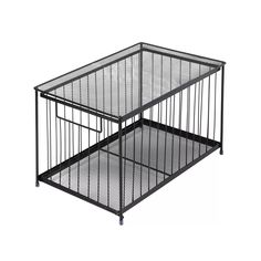 two metal cages with wheels on each side