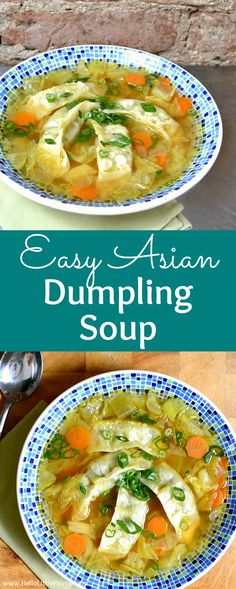 Easy Asian Dumpling Soup Recipe Asian Dumpling Soup, Chinese Dumpling Soup, Dumpling Soup Recipe, Soup Asian, Vegetarian Dumpling, Vegetarian Asian, Chinese Dumpling, Asian Soup Recipes, Dumpling Soup