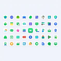 the icons are all different colors and sizes