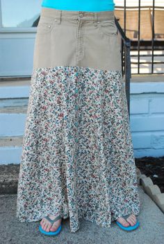 Upcycle Jeans Skirt, Modest Jean Skirts, Modest Jeans, Jean Skirts, Creative Clothes, Long Denim Skirt, Repurposed Clothing