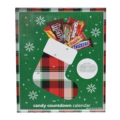 a christmas stocking with candy in it