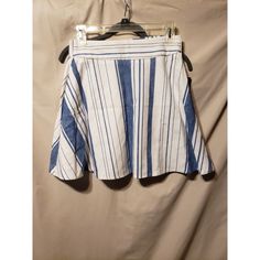 X-Small Stoosh A Line Mini-Skirt. Blue & White. 17" Waist To Hem. Nwt. Cotton A-line Bottoms For Day Out, Casual A-line Skort For Spring, Blue A-line Cotton Bottoms, Summer Striped Lined Skort, Striped Lined Skort For Summer, Relaxed A-line Skort For Spring, Cotton Skirted Skort With Lined Skirt, Chic Cotton A-line Mini Skirt, Cotton A-line Mini Skirt For Spring