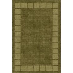 a rug with squares and rectangles on the bottom, in olive green color