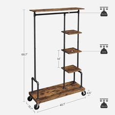 an image of a shelf with wheels and shelves on the bottom, side by side