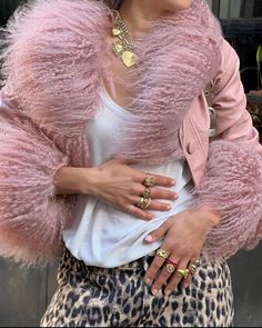 Pink Fur Coat, Leather Jacket Women, Fur Leather Jacket, New Jacket, Daily Outfit Inspiration, Female Shorts, Thrifted Outfits, Love W, Pink Fur