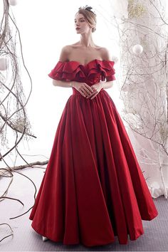 Off the Shoulder Red Satin Long Prom Dresses, Off Shoulder Red Formal Evening Dresses, Red Bridesmaid Dresses EP1330 Red Reception, Prom Dresses Off Shoulder, Evening Dresses Red, Red Bridesmaid Dress, Satin Long Prom Dress, Matric Dress, Prom Dress Red, Red Prom Dress Long, Red Ball Gown