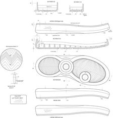 Concepts-thru-Molds of Soles on Behance Footwear Branding, Footwear Illustration, Outsole Design, Footwear Design, Flat Sketches