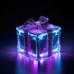 a glowing gift box with a bow on it