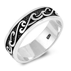 Wedding Ocean, Ocean Ring, Ocean Jewelry, Female Male, Band Jewelry, Silver Plated Jewelry, Black Wedding, Sterling Silver Bands, Pure Silver