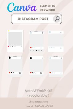 an instagramm post with the text canva elements keyword on top and below it