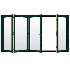 an open folding door on a white background