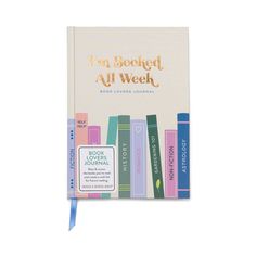 i'm booksy all week book cover journal with blue ribbon on white background